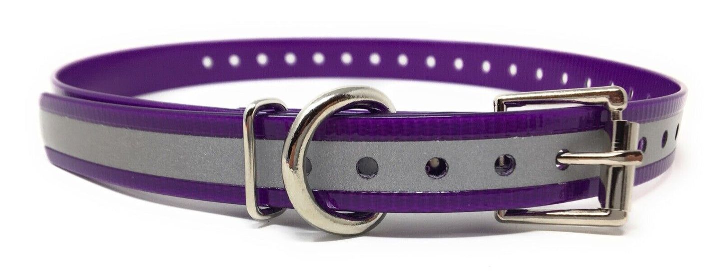 Sparky Pet Co 3/4 inch E Collar Reflective  Replacement Dog Strap- 7 Colors