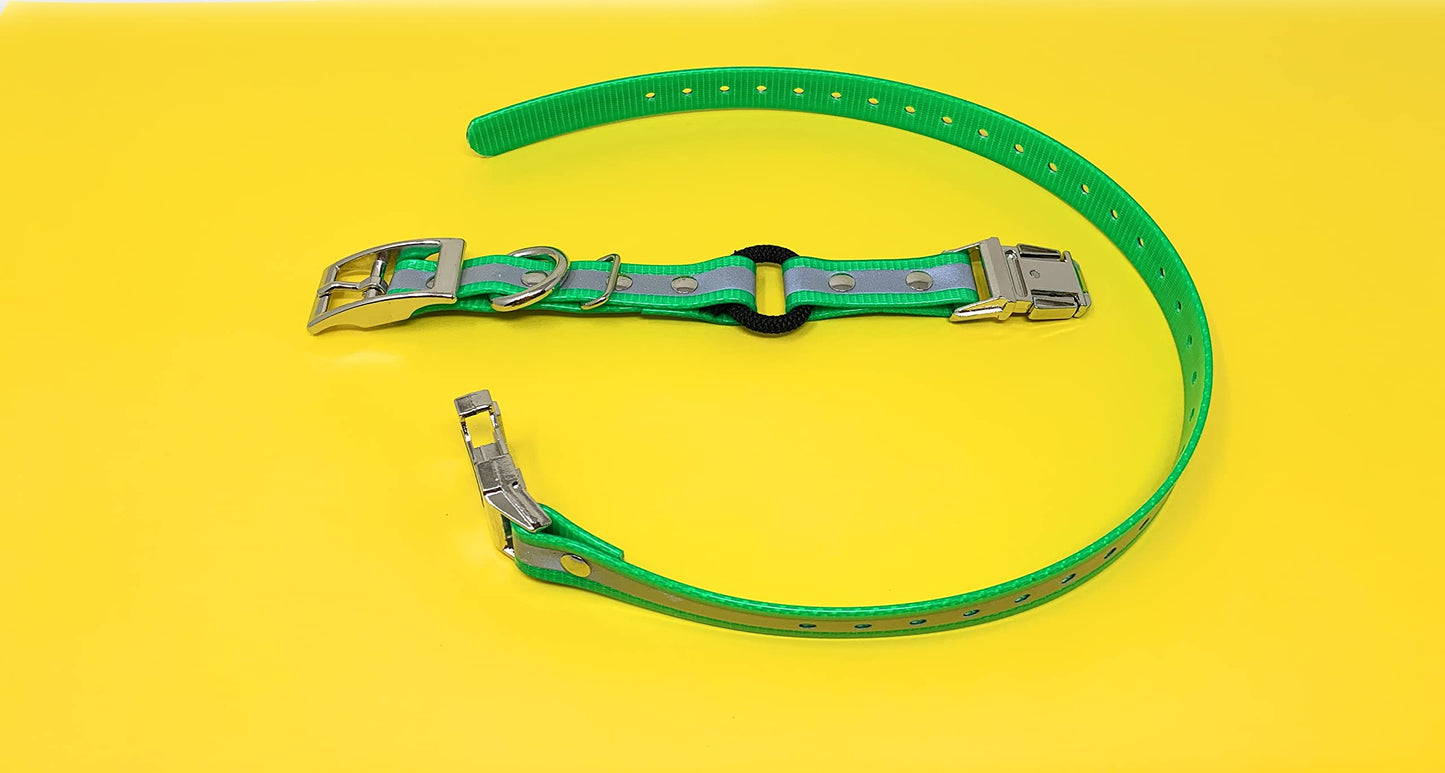 Sparky Pet Co - 3/4" Reflective Green Zeus ECollar Replacement Strap - Bungee Loop Dog Collar