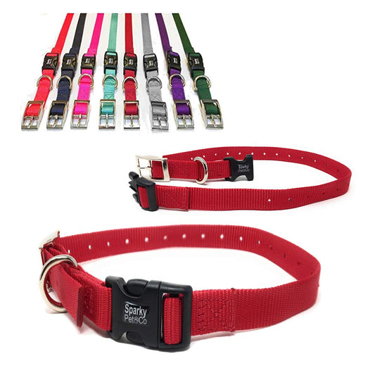 Sparky Pet Co 1" Red Quick Snap Double Buckle Replacement E Collar Dog Strap RED