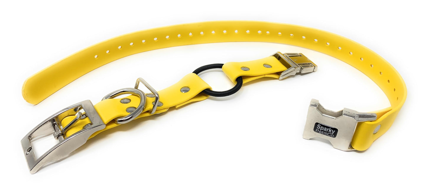 Sparky Pet Co - 1" Yellow Zeus ECollar Replacement Strap - Bungee Loop Dog Collar - Biothane