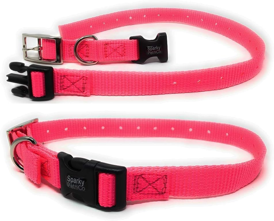 Sparky Pet Co - 3/4" Double Buckle Nylon Collars 2 Hole (1.25") Receiver Collar,Neon Pink