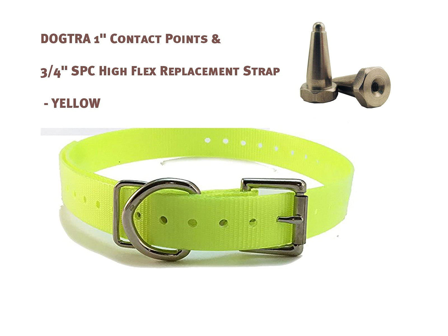 DOGTRA 1" Contact Points & 3/4" High Flex Replacement Strap (Neon Yellow)