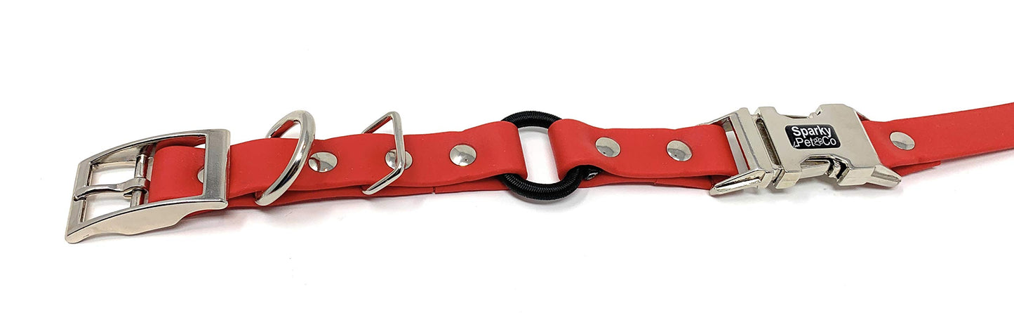 3/4" Waterproof Biothane Bungee Double Buckle E Collar Receiver Replacement Zeus Red