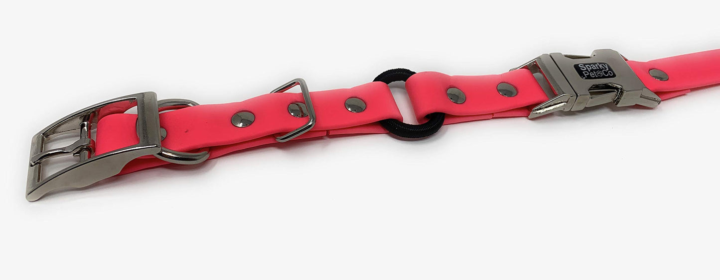 3/4" Waterproof Biothane Bungee Double Buckle E Collar Receiver Replacement Strap- 3/4" x 28" (Zeus - Pink)