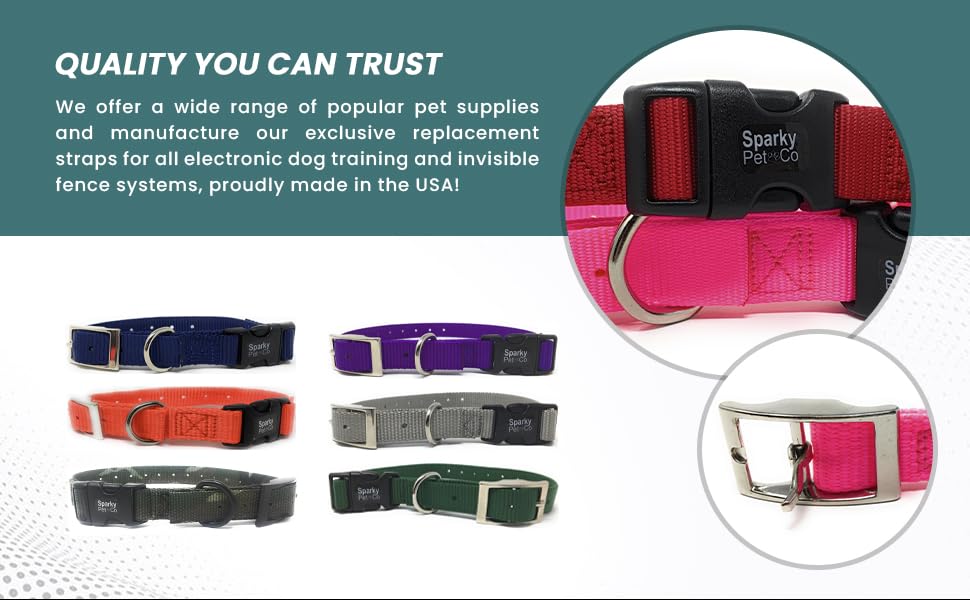 Sparky Pet Co - ECollar Replacement Strap Easy Release Double Buckle Dog Collar