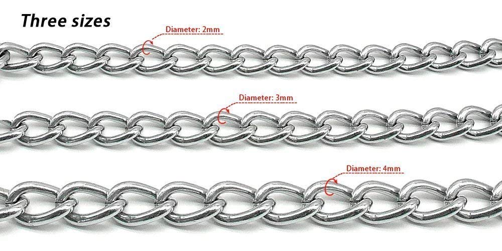 OmniPet 3/4" x 4' Zeta Chain Lead/2.5mm Link with 3/4" Biothane Handle Strap-