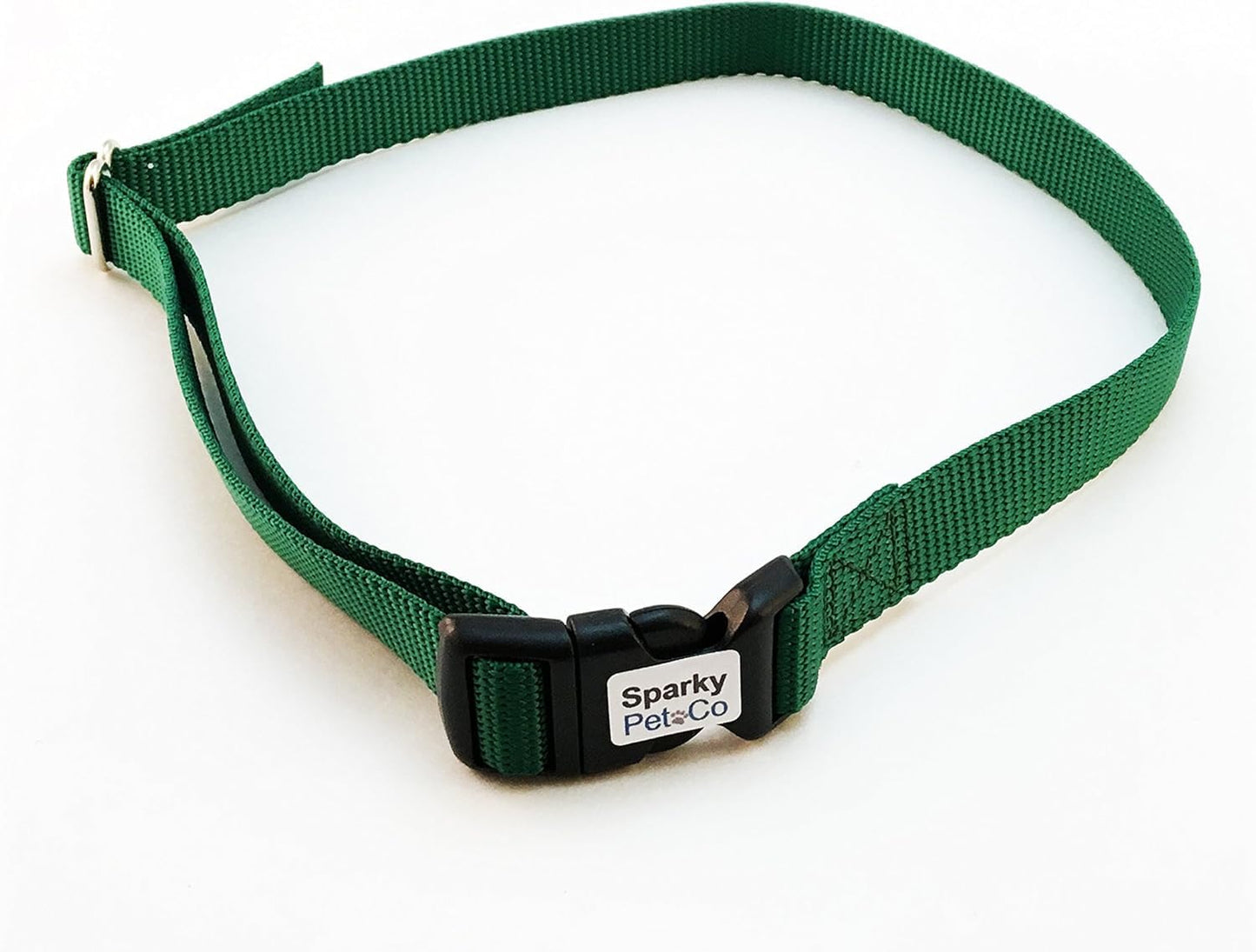 ECollar Replacement Strap - Easy Release Black Plastic Buckle Dog Collar - Solid Nylon - Adjustable � Compatible with No Hole Bark, Wireless Fence,In Ground Fence Collars - 1" Wide (Green)