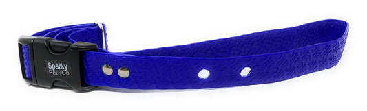 1" 2 Hole 1.25" Biothane Universal Bone Pattern Embossed Dog Strap 1" (Blue)