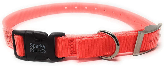 1" Quick Snap Double Buckle Replacement E Collar Dog Strap (Neon Orange)