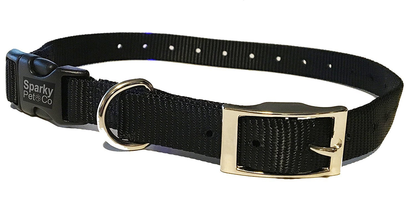 ECollar Replacement Strap Double Buckle Nylon Metal Clasp 1" x 25 (Black)