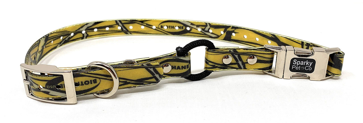 Zeus ECollar Replacement Strap Bungee Double Buckle Metal Clasp 1"x 30" Yellow Camo