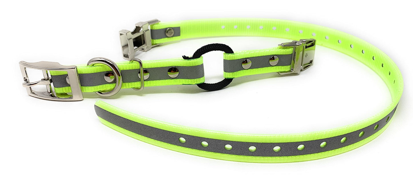 Zeus ECollar Replacement Strap Bungee DoubleBuckle Metal Clasp 3/4" x 28" Yellow Reflective