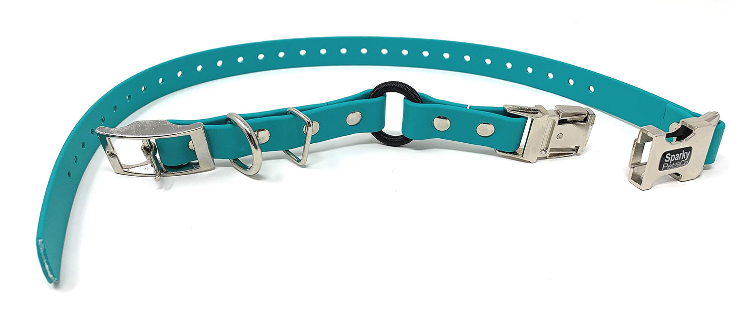 3/4" Waterproof Teal Biothane Bungee Double Buckle Zeus E Collar Receiver Replacement