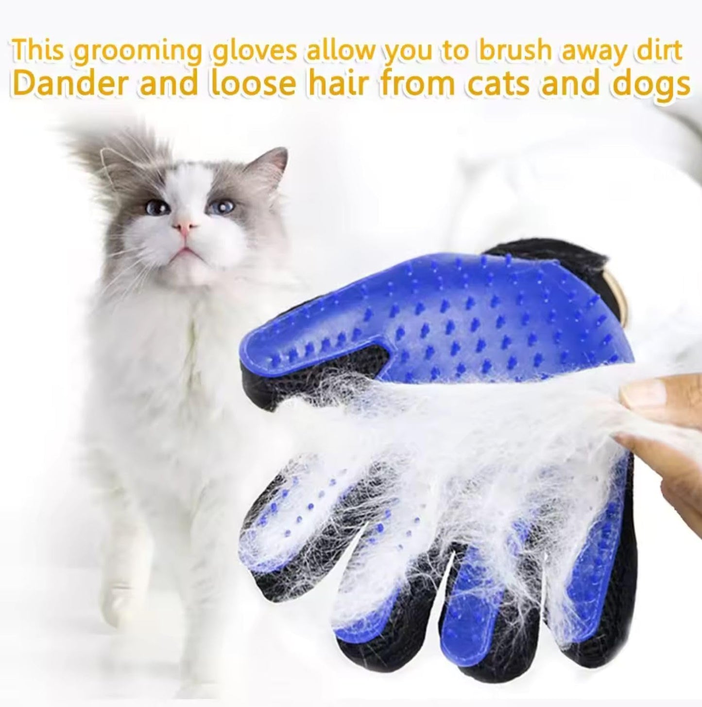 Pet Grooming Pet Hair Remover Glove-- Perfect Washing Glove Brush R/L HAND, Blue