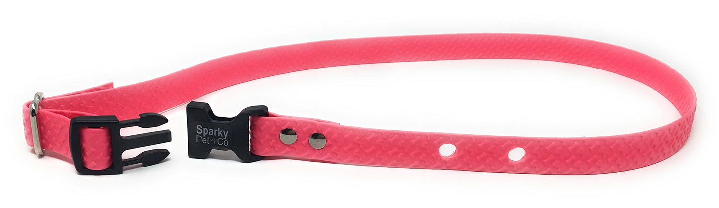 Sparky PetCo 1" 2 Hole 1.25" Biothane Universal Bone Embossed Dog Strap (NEON