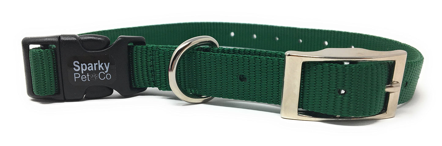 ECollar Replacement Strap Double Buckle Nylon Metal Clasp - 3/4" x 21" - Green