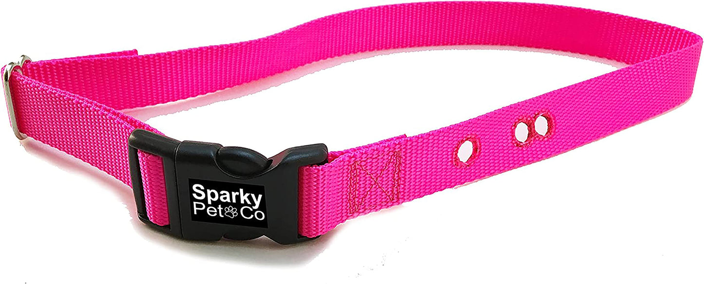 Sparky Pet Co 3/4" - ECollar Replacement Strap - Easy Release Buckle Dog Collar - Rugged Nylon - 3 Non Consecutive Hole - for Invisible Fence Systems (Neon Pink)