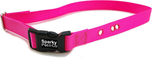 Sparky Pet Co - ECollar Replacement Strap - Easy Release Buckle Dog Collar - Rugged Nylon - �� 3 Non Consecutive Hole - for Invisible Fence Systems (Neon Pink)