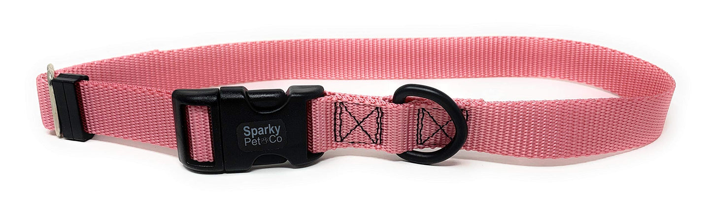 Sparky Pet Co 1" Universal Clip-N-Go Adjustable Nylon Dog Collars - Carnation Pink