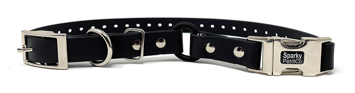 Sparky Pet Co 3/4" Zeus Waterproof Biothane Bungee E Collar Receiver Replacement Strap - Black