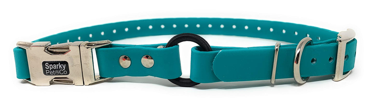 Zeus ECollar Replacement Strap Bungee Biothane Double Buckle Metal Clasp 1"x 30"Teal