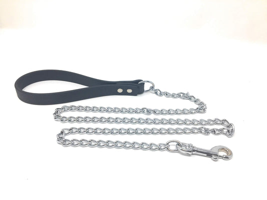 OmniPet 3/4" x 4' Zeta Chain Lead/2.5mm Link with 3/4" Biothane Handle Strap-