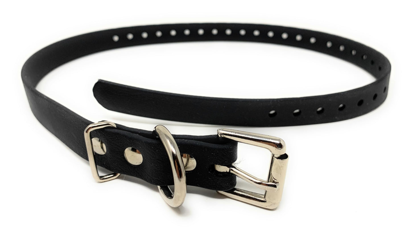 E Collar Genuine 3/4" Biothane Replacement Straps, Roller Buckle Fits: BL-100, 300, 400 Series - Black