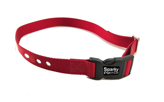 Sparky Pet Co Heavy Duty 1" Red 3 Hole Replacement Dog Strap, Red