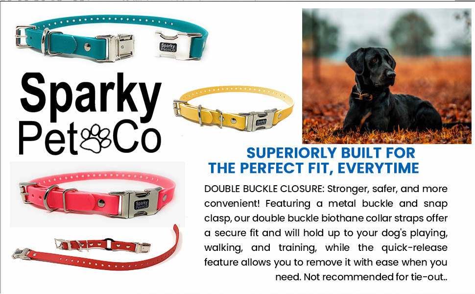 Sparky Pet Co 3/4" Waterproof Biothane Double Buckle Dog Receiver Strap - 7 Colors