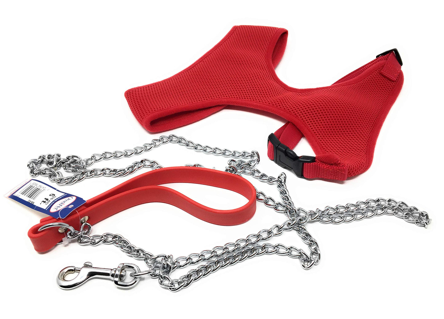 Breezy Mesh Harness Plus Leash Dog Gift Set- 5 Dog Sizes (Extra- Large, Red)