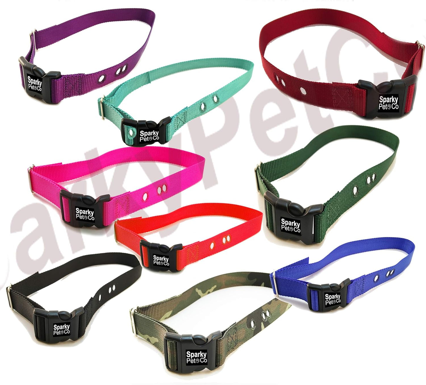 Sparky Pet Co 3/4" - ECollar Replacement Strap - Easy Release Buckle Dog Collar - Rugged Nylon - 3 Non Consecutive Hole - for Invisible Fence Systems - 11 Colors