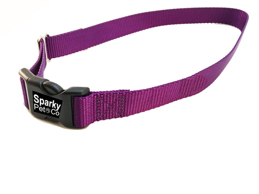 3/4" ECollar Replacement Strap - Easy Release Black Buckle- Rugged Solid Nylon Purple