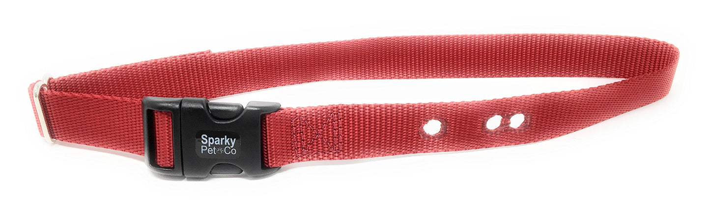 Sparky Pet Co - ECollar Replacement Strap - Easy Release Buckle Dog Collar - Rugged Nylon - �� 3 Non Consecutive Hole - for Invisible Fence Systems (Red)