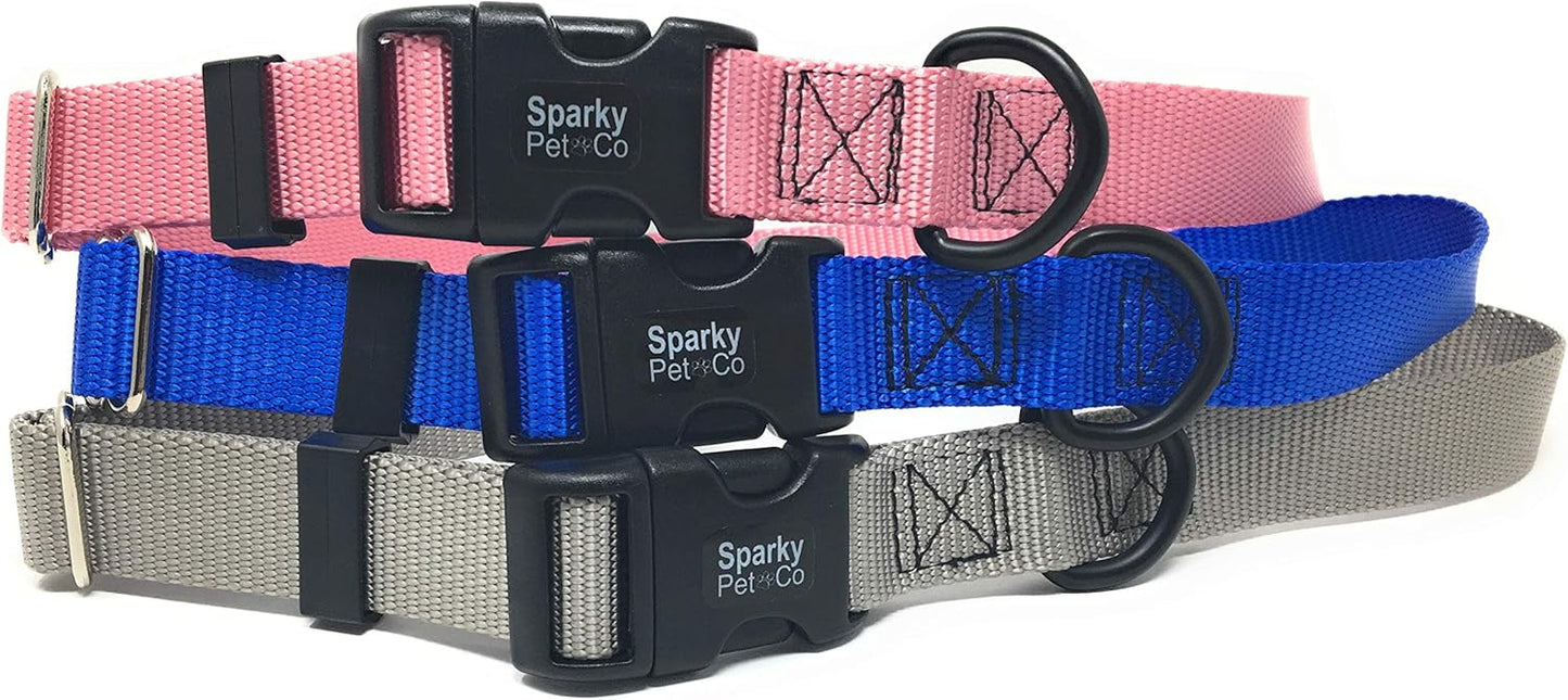 Sparky Pet Co - ECollar Replacement Strap - Easy Release Double Buckle Dog Collar - Rugged Nylon - Adjustable - D Ring - Quick Release Metal Clasp - for Invisible Fence Systems - 3/4" x 24" - Blue