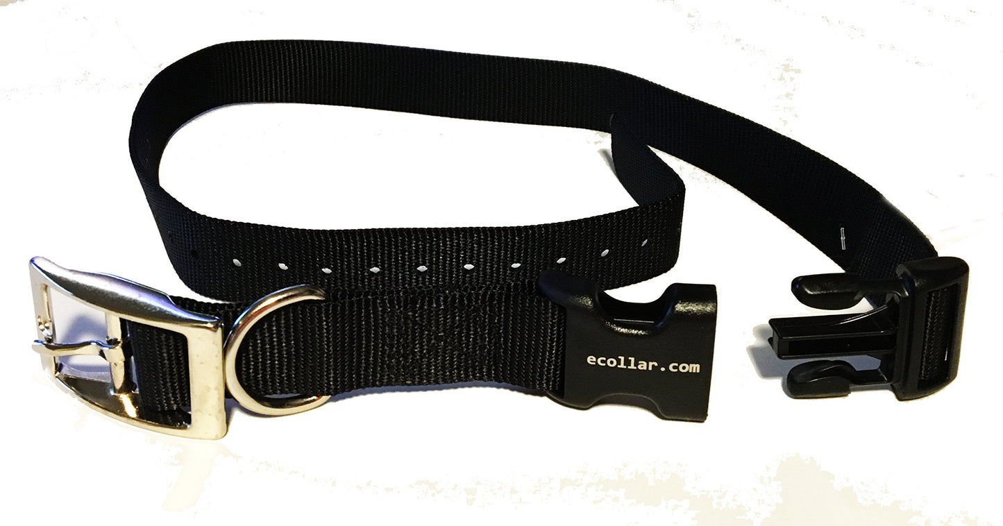 Nylon 1" Quick Snap Dog Collar, Black New