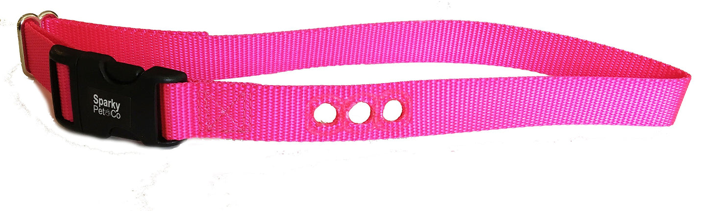 Nylon 1" 3-Consecutive Hole Dog Strap for Remote Trainers (NEON Pink)