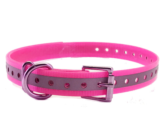 Sparky Pet Co 3/4" High Flex, Neon Pink Reflective Waterproof Roller Buckle Dog