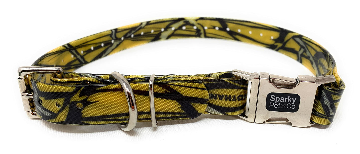 Sparky Pet Co - Apollo ECollar Replacement Strap - Dog Collar - Waterproof Biothane - Adjustable - Double Buckle - Quick Snap Metal Clasp - for Invisible Fence Systems - 3/4" x 28" (Yellow Camo)