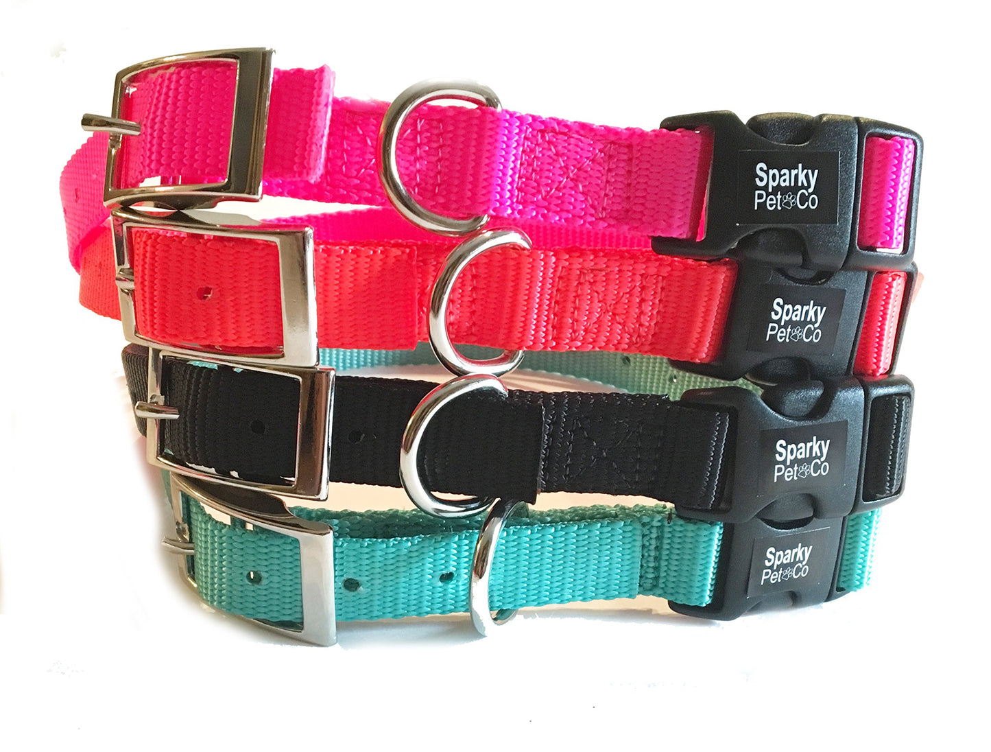 Sparky Pet Co Mini Neon Pink 3/4" Nylon Double Buckle Quick Snap Replacement