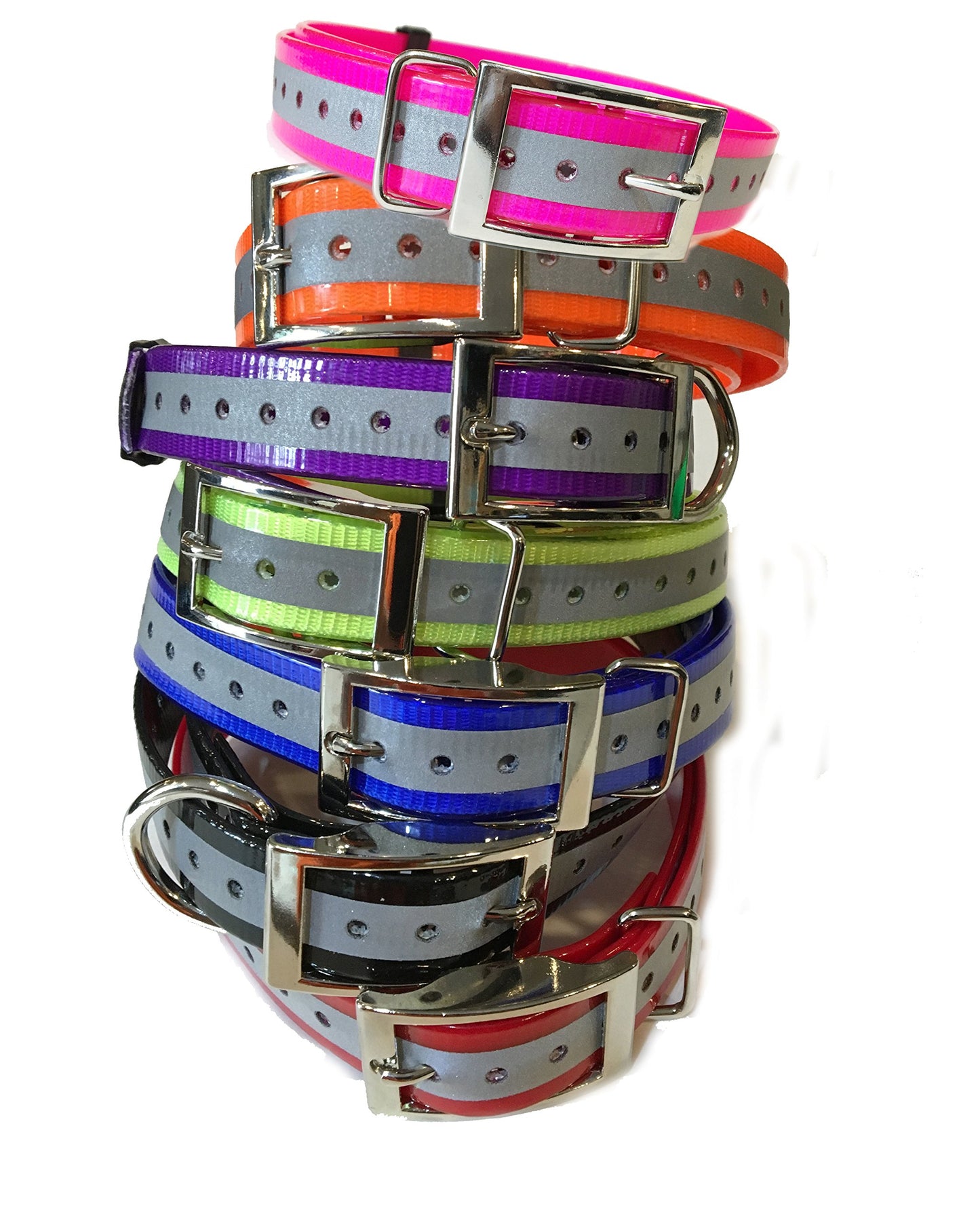 Sparky Pet Co 1" Square Buckle High Flex Reflective Black Waterproof Dog Collar