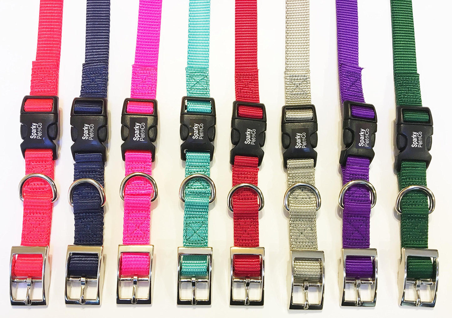 Sparky Pet Co - ECollar Replacement Strap - Double Buckle Dog Collar - Rugged Nylon - Adjustable - D Ring - Quick Release Metal Clasp - for Invisible Fence Systems - 3/4" x 21" - Purple