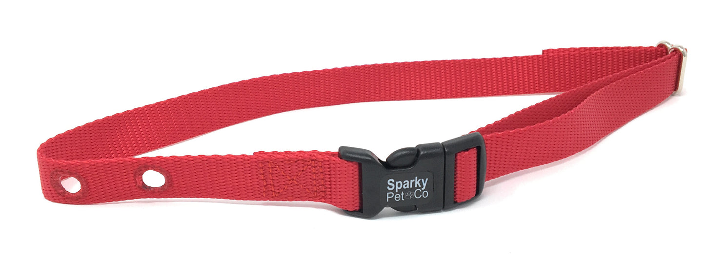 Sparky Pet Co 3/4" 2 Hole Nylon Replacement Receiver Strap 1.25 Between Holes - Red