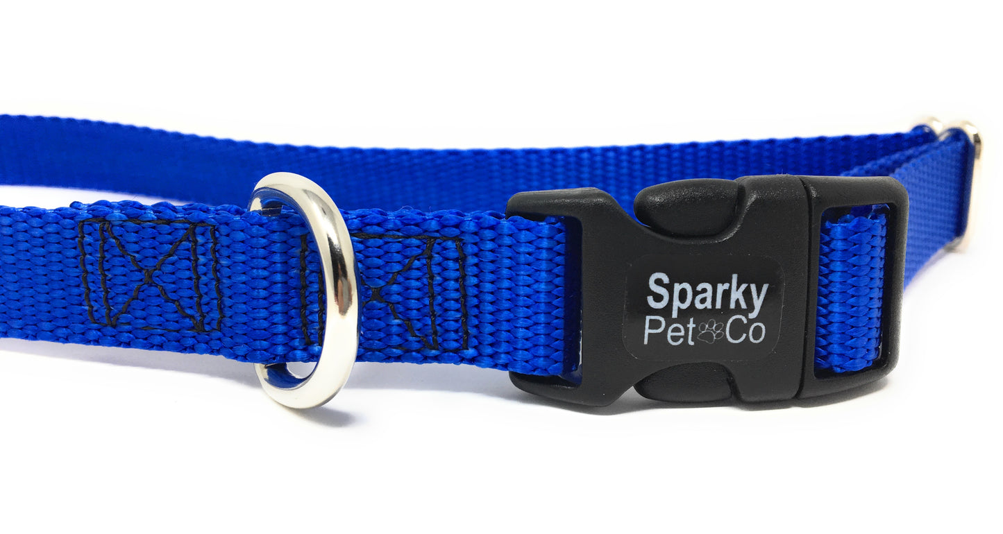 Sparky Pet Co 3/4" Clip-N-Go Nylon Dog Collar - Neon Pink/Blue