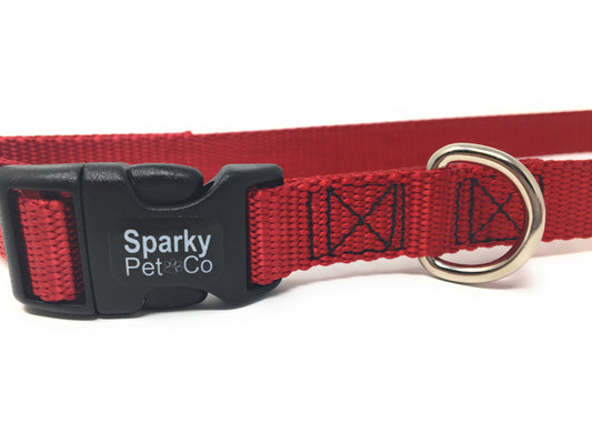 Sparky Pet Co 3/4" Universal Clip-N-Go Adjustable Nylon Dog Collars - Red