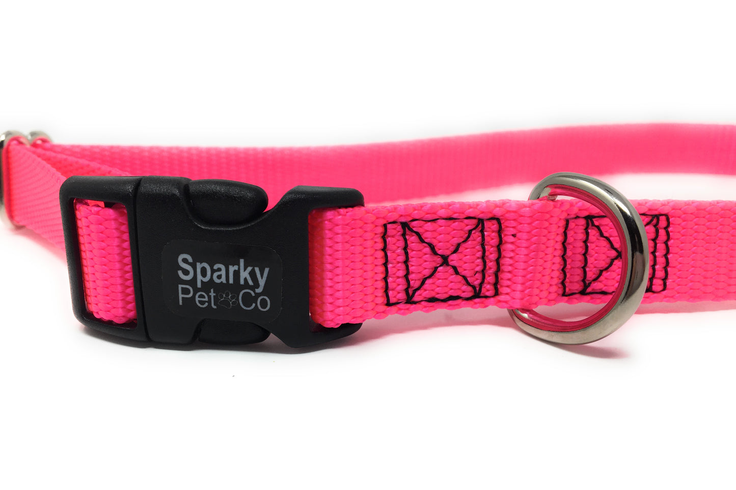 Sparky Pet Co 3/4" Clip-N-Go Nylon Dog Collar - Neon Pink/Blue