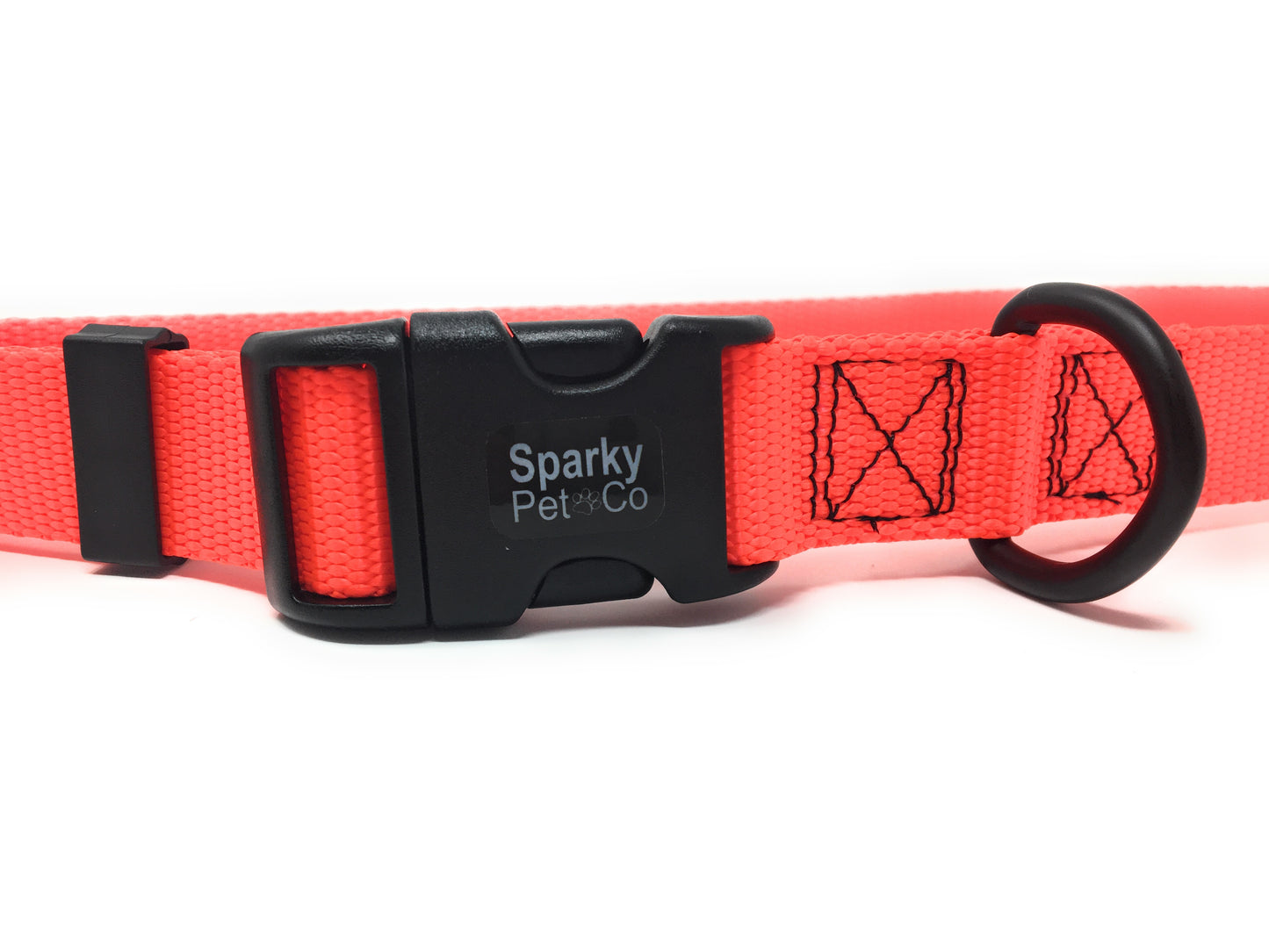 Sparky Pet Co 1" Universal Clip-N-Go Adjustable Nylon Dog Collars - Neon Orange