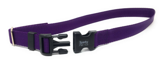 Sparky Pet Co 3/4" ECollar Replacement Strap - Easy Release Black Buckle- Rugged Solid Nylon - Purple