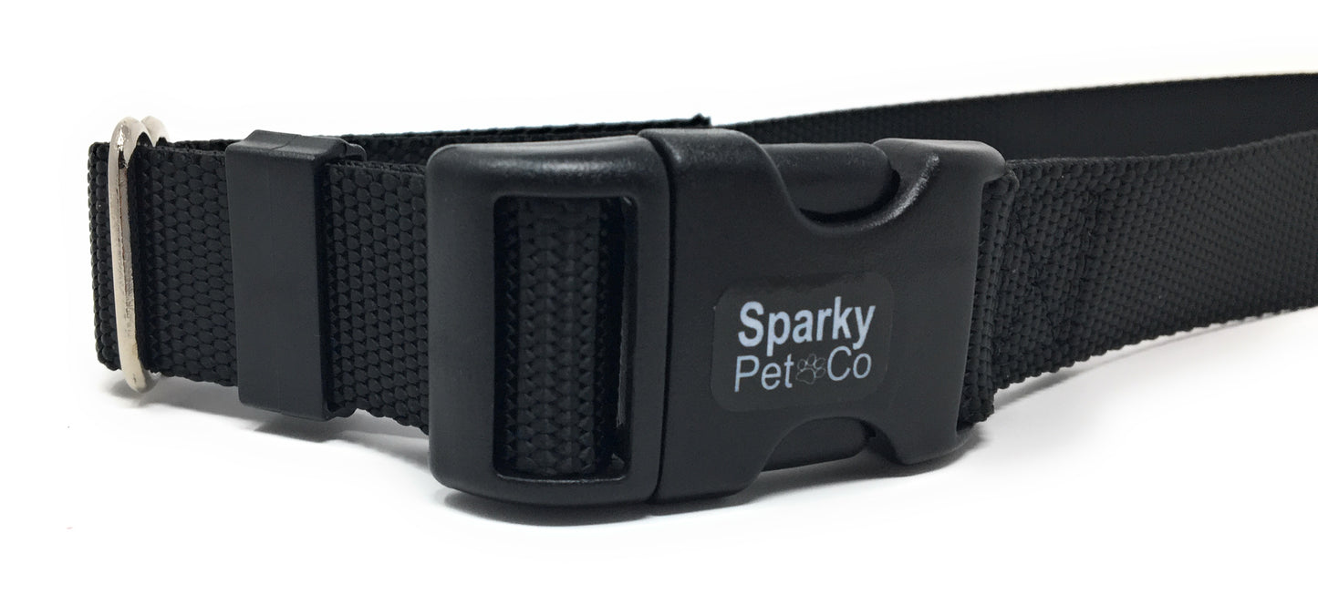 Sparky Pet Co 3/4 Nylon Solid Replacement Strap Wireless and In Ground Systems - Black