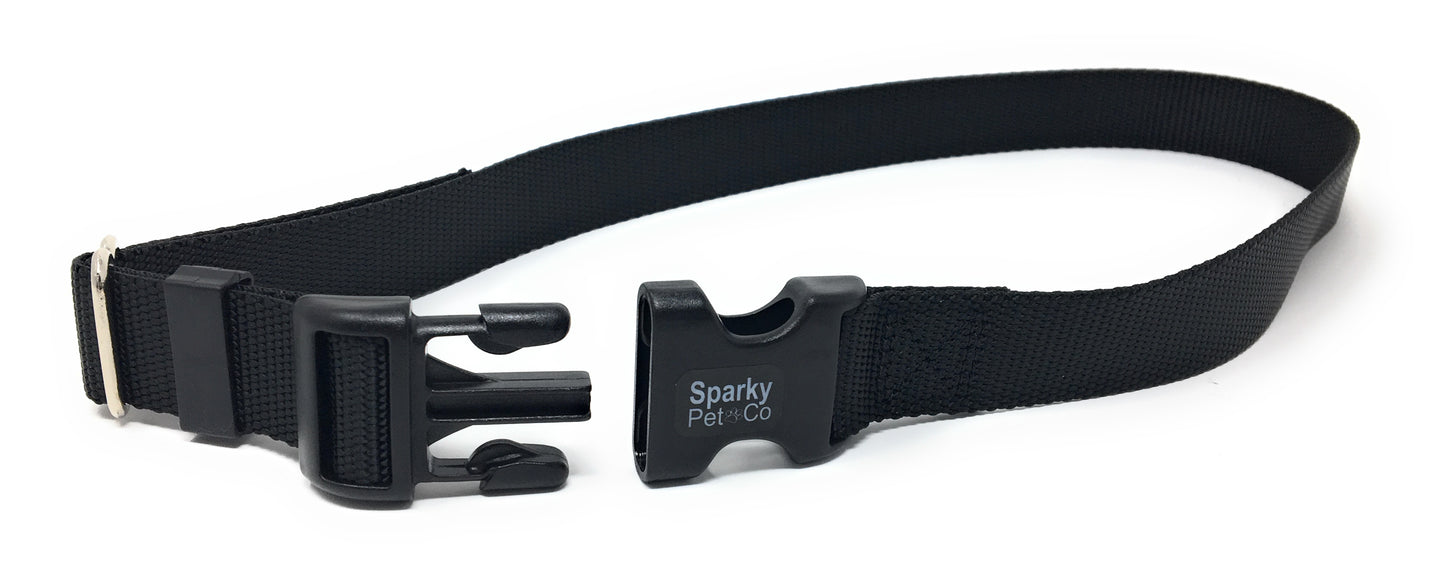 Sparky Pet Co 3/4 Nylon Solid Replacement Strap Wireless and In Ground Systems - Black