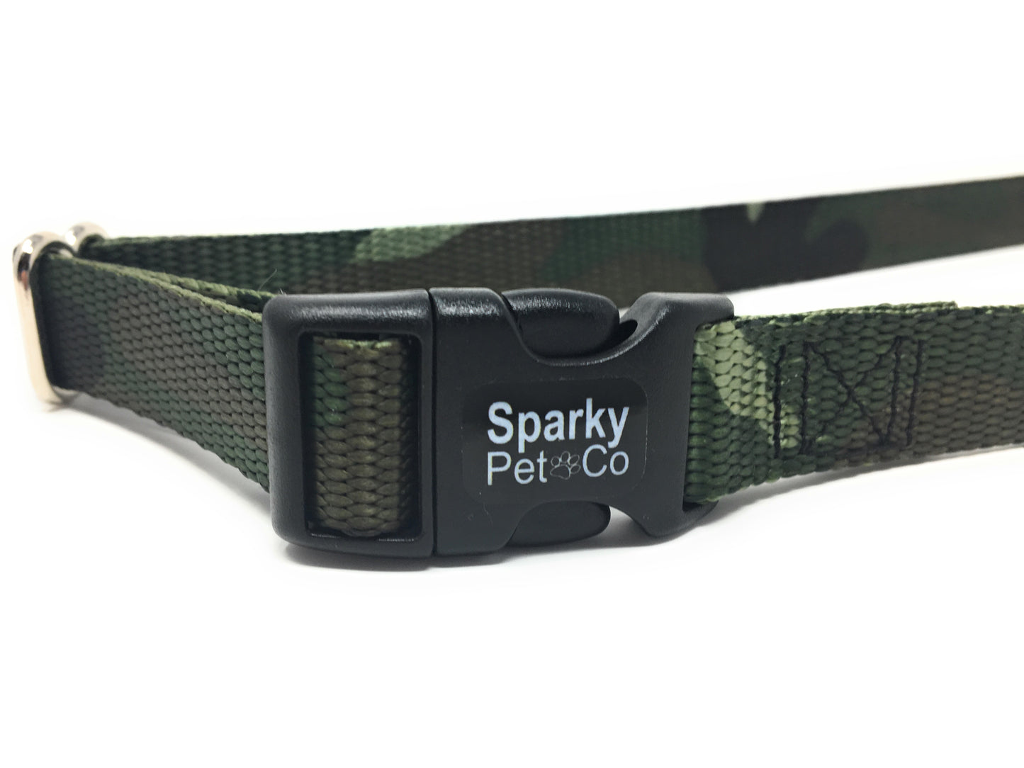 ECollar Replacement Strap - Easy Release Black Plastic Buckle Dog Collar - Solid Nylon - Adjustable Compatible with No Hole Bark, Wireless Fence,In Ground Fence Collars - 1" Wide (Camo Green)